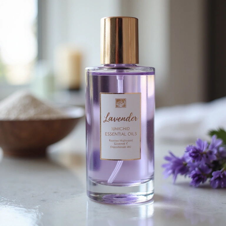 Immagine di un flacone di olio essenziale di lavanda